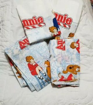 Vintage Little Orphan Annie Twin Size Bed Flat Sheet Fitted Sheet & Pillow Cases