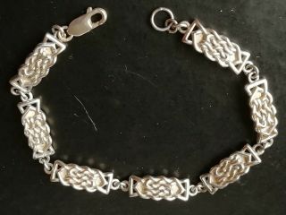 Vintage Jewellery 925 Silver Celtic Style Bracelet,  Length 7 And A Quarter Inch