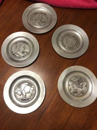 Vintage Pewter Coin Plates