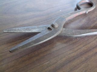Vintage Hand Shears,  Sheet Metal Tin Snips,  10  Long,  Forged Steel Usa