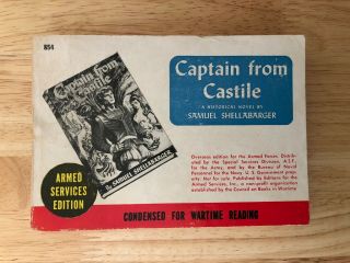 Armed Services Edition 854 Captain From Castile By Samuel Shellabarger