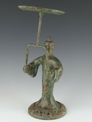Chinese Antique Bronze Figure Candlestick Statue