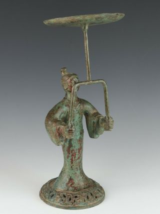 Chinese Antique Bronze Figure Candlestick Statue 2