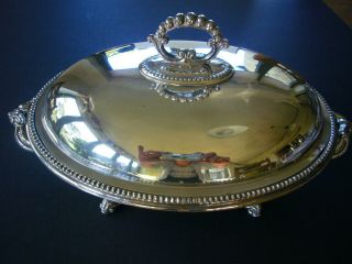 Vintage Epns Silver Plate Tureen Serving Dish & Lid Sheffield Walker & Hall Vgc
