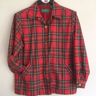 Liz Claiborne Golf Red Plaid Windbreaker Jacket Size L Vintage Button Down