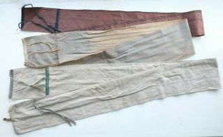 3 Vintage Fishing Rod Canvas Bags / Sleeve Split Cane Case Fly River Tacke Bag