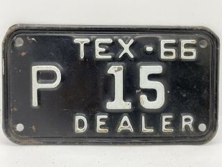 Barn Find Antique Motorcycle Rare Vintage 1966 Texas Dealer License Plate P 15