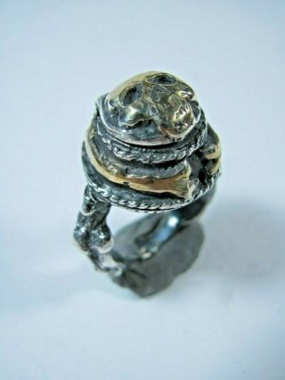 Antique 18th C Ring Skull Bones Memento Mori Skelletones Silver - Gold Pl Poison
