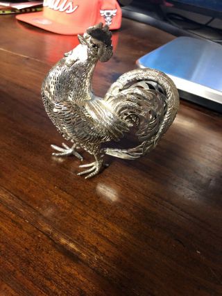 Vintage Christofle France Pierced Silverplate Rooster 4 1/2 In Tall