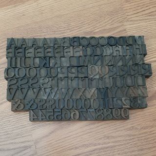 111 Antique 1 " Wood Type Printing Blocks Alphabet Letterpress Letters Numbers