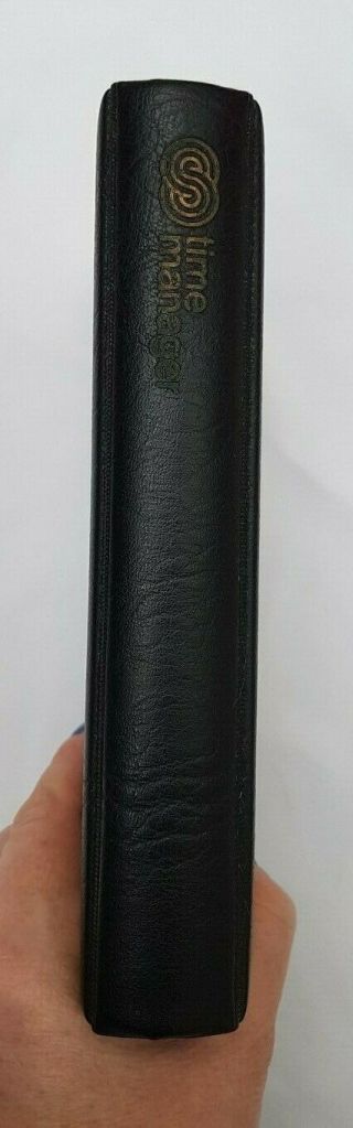 Vintage 1985 Time Manager Black Faux Leather/Vinyl Ringbound Personal Organiser 3