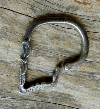 Vintage Skull Sterling Silver Keychain Key Fob Signed Silhouette 2
