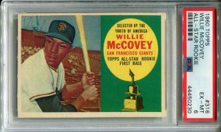 1960 Topps 316 Willie Mccovey Rookie Psa 6 Ex - Mt San Francisco Giants
