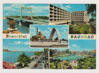 Iraq Baghdad Greeting Multi View Photo Postcard Vintage 1960s Rppc (56066)