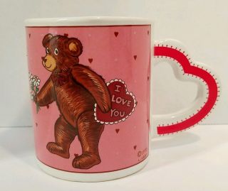 Vintage Teddy Bear I Love You Heart Handle Ceraminc Mug Cup Westwood 1993