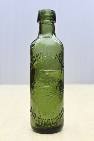 Vintage C1920s Sanderson Birmingham Globe & Fish Pictorial Mineral Water Bottle