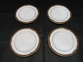 Set Of 4 Vintage 1996 Royal Doulton Tennyson Burgundy Gold Bread Dessert Plate