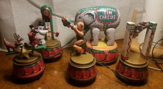 Vintage Mr.  Christmas Holiday Tin Circus 5 Piece Musical Stringed Set No Box