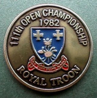 1982 Vintage British Open Hand Painted Embossed Old Golf Ball Marker 1 " Coin