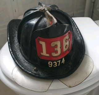 Cairns & Brother Vintage Antique Leather Fireman Helmet Nyfd Fdny York Fire