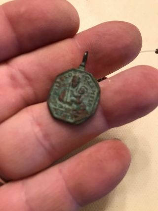 Rare 17th Century Jesuit 1 Inch Dug Religious Medal And Beads 1600’s