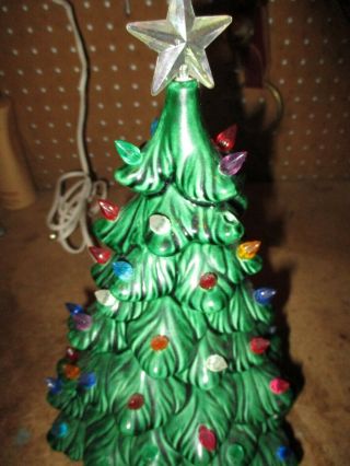 Vintage 70s Holland Mold Ceramic Christmas Tree - Lights Up - 2 Piece -,  11 Inches