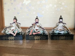 3 Antique Gofun Japanese Hina Matsuri Doll Ningyo Imperial Court Servant