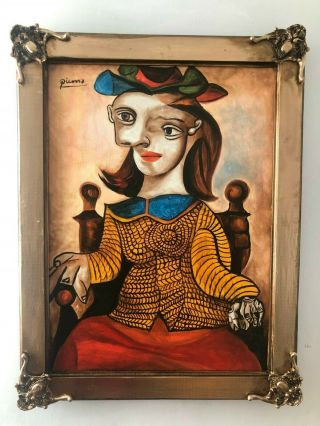 Pablo Picasso Artist Oil Painting On Canvas Signed Framed 25  X 33