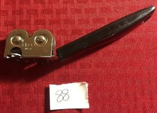 Vtg Ekco Knife Sharpener Chromium Plated Black Wood Handle Usa