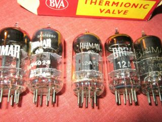 FIVE ASSORTED VINTAGE ENGLISH BRIMAR 12AT7 TWIN TRIODES.  STRONG GUITAR AMP TUBES 2