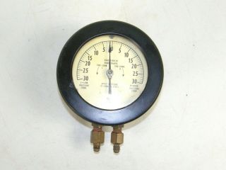 Vintage Ashcroft Differential Pressure Gauge Large 30 High & Low Conn.