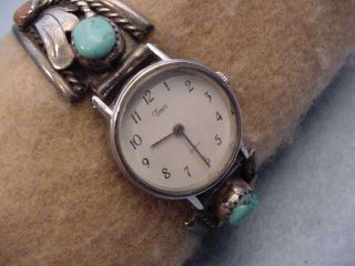 Vintage Sterling Coral & Turquoise Watch Band 2