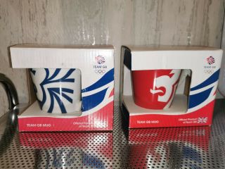 Vintage Team Gb London 2012 Olympics Johnson Brothers Mug Duo Blue & Red Boxed