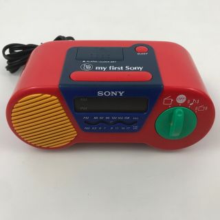 ✅ Vintage Sony Alarm Clock Radio - Red - My First Sony Icf - C6000 2.  C5