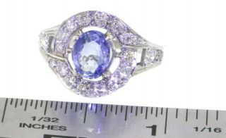 Antique Platinum 1.  73CTW VS - SI/G diamond/No Heat Ceylon sapphire cocktail ring 3