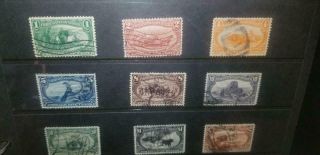 Antique U.  S.  Group Of 9 Trans Mississippi Exposition Stamps 1898