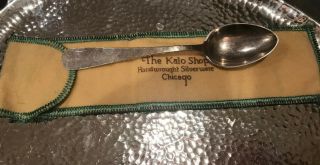Antique Sterling Silver Kalo Hand Wrought Hammered Spoon 5 3/8” Chicago,  Felt