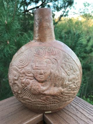 Authentic Pictured Moche Erotic Scene 11 " Fineline Bottle Pre - Columbian Peru
