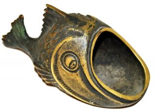 Vintage Brass Koi Fish Cigar / Pipe Holder / Ashtray