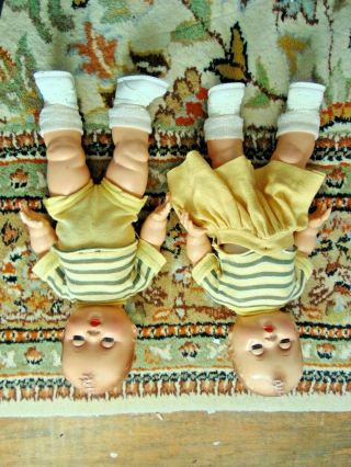 Vintage Twin Dolls Girl & Boy Early Ideal? Eyes Open Jointed Clothing