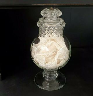 Large Vintage Dakota Glass Apothecary Candy Jar Antique / Vintage