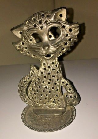 Vintage Silver Plate Kitty Cat Ear Ring Earring Holder