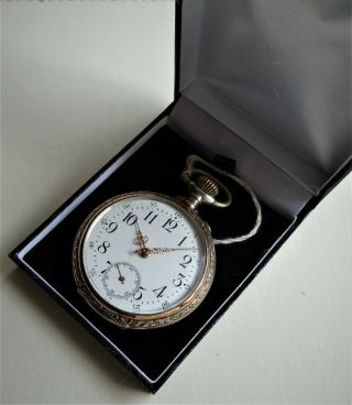 Antique Remontoir Cylindr.  800 Silver/gold Case Open Face Pocket Watch (7
