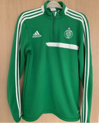 St Etienne Fc Vintage Green Training Top Size Sm / Long Sleeves / Adidas