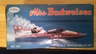 Vtg Nib Testors Miss Budweiser 1:25 Scale Model Kit 124 Hydroplane Boat