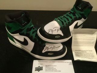 Michael Jordan Signed Shoes Rare Nike Air Jordan 1 Retro Pine - Dual Signed Uda