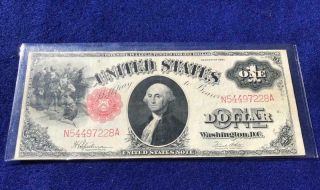 1917 Antique One Dollar Us Bank Note Sawbuck Legal Tender Red Seal Very Good
