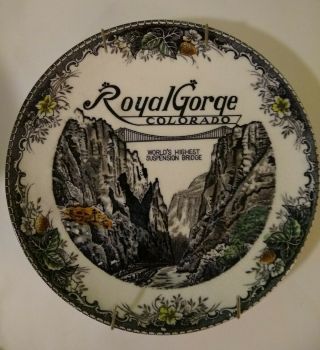 Vintage Royal Gorge Colorado Suspension Bridge 9 " Souvenir Plate With Hanger