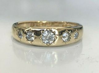 Antique 18k Solid Gold & Diamond Ring C1890 / 3.  86g Size N 1/2 - 6 3/4