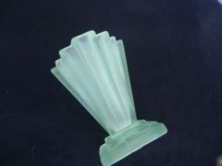 Vintage Art Deco Green Depression Glass Stepped Vase